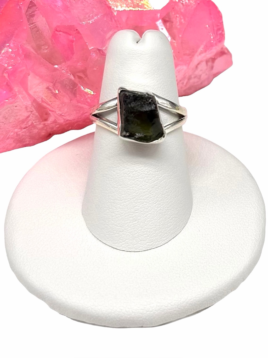 Moldavite Ring Size 6 Solid 925 Sterling Silver